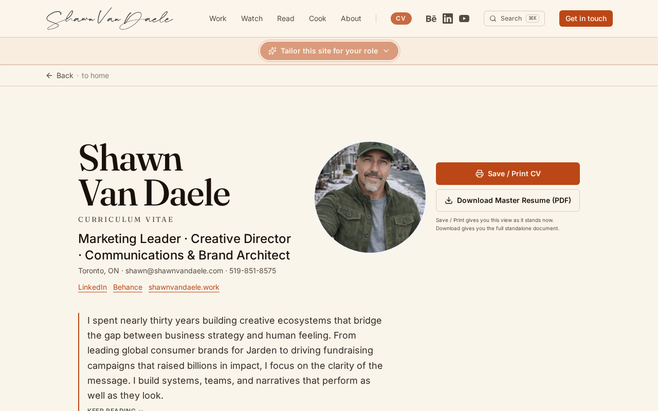 The focus-aware CV view on the live site